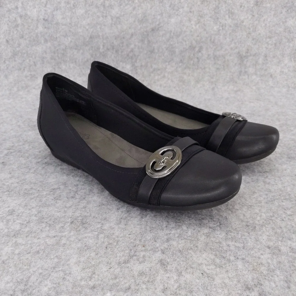 Baretraps Memory Foam Flats Comfort Buckle Detail Black Shoes Size 8M‎